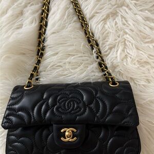 Chanel Black Floral Quilted Shoulder Bag